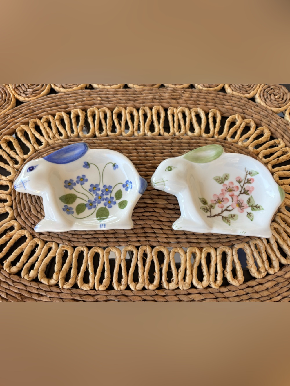 2 Andrea By Sadek Cherry Blossom bunny trinket dishes